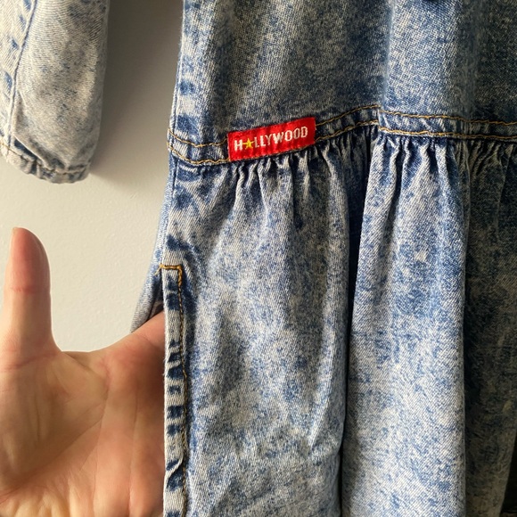 Stunning Vintage Western Hollywood Light Denim Midi Dress 80s 90s belted - Picture 4 of 9